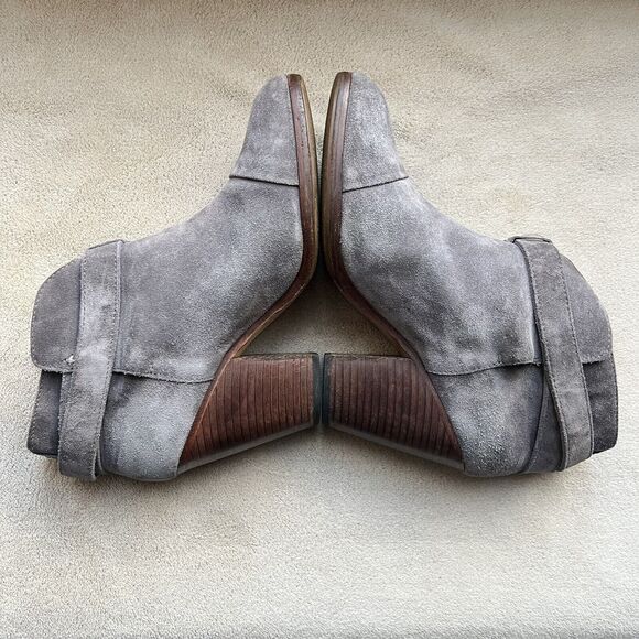 Rag & Bone Harrow Gray Suede Block Heel Western Bootie Boot Women EU 38.5 US 8.5 - Picture 5 of 16
